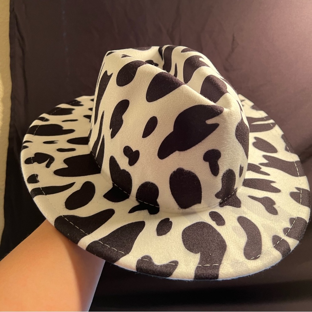 cowprint cowboy hat